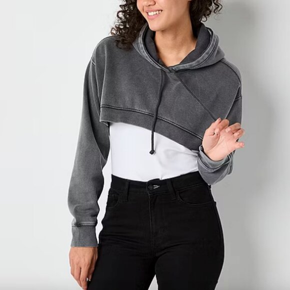 Arizona Womens Long Sleeve Fleece Hoodie, Black Sz XXL - Picture 1 of 3